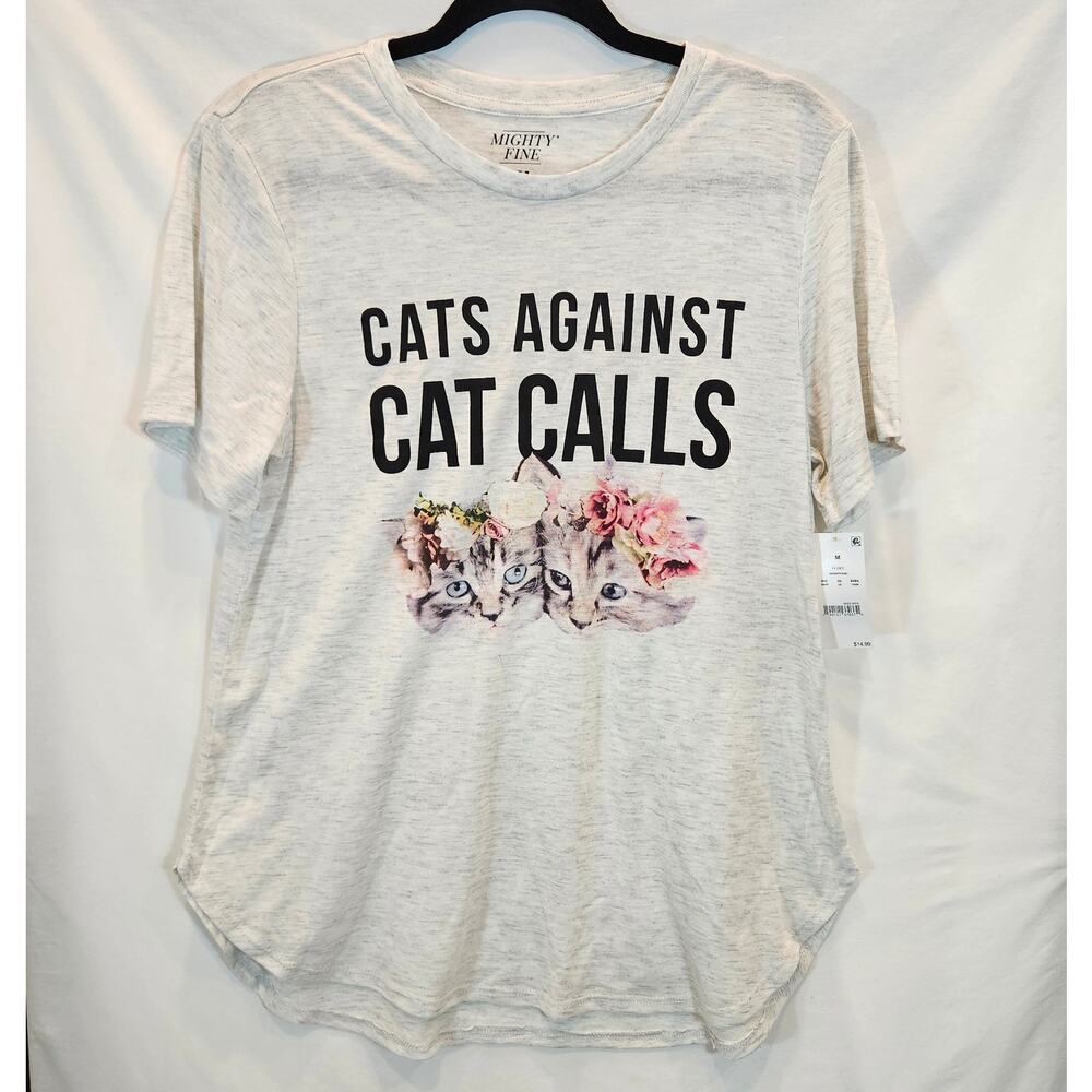Mighty Fine Cats Against Cat Calls Graphic Tee Medium NWT